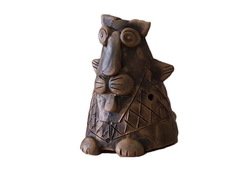 Свистулька большая Кот, обварная, Керамика Щипановых SB01